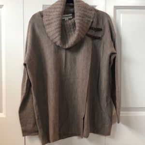 Tuttle Neck Pancho Sweater w/ Leather Details